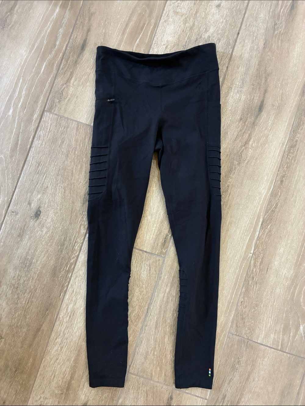Smartwool Black High-Rise Ribbed Side Pocket Leggings